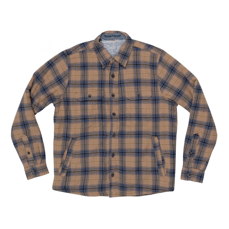 Tailor Vintage Plaid Flannel Shirt Jacket with Sherpa Lining - Men's
