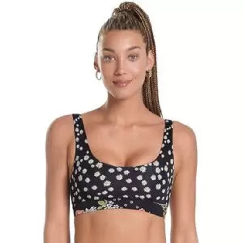 Maaji Black Bouquet Daisy Sporty Bralette Bikini Top