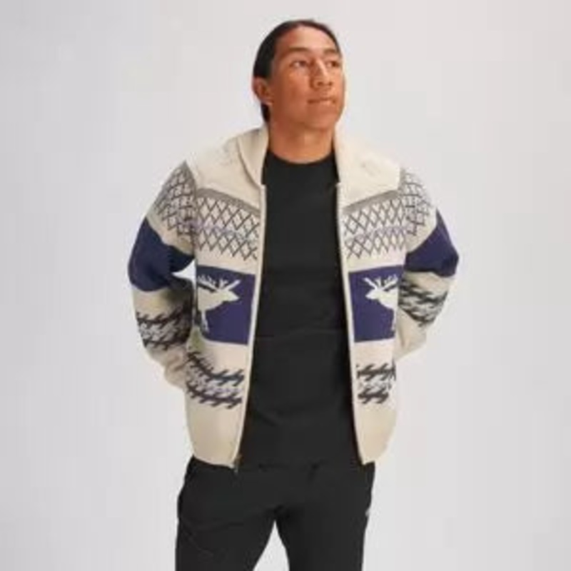 Backcountry Merino Wool/Organic Cotton Textured Cardigan Sweater