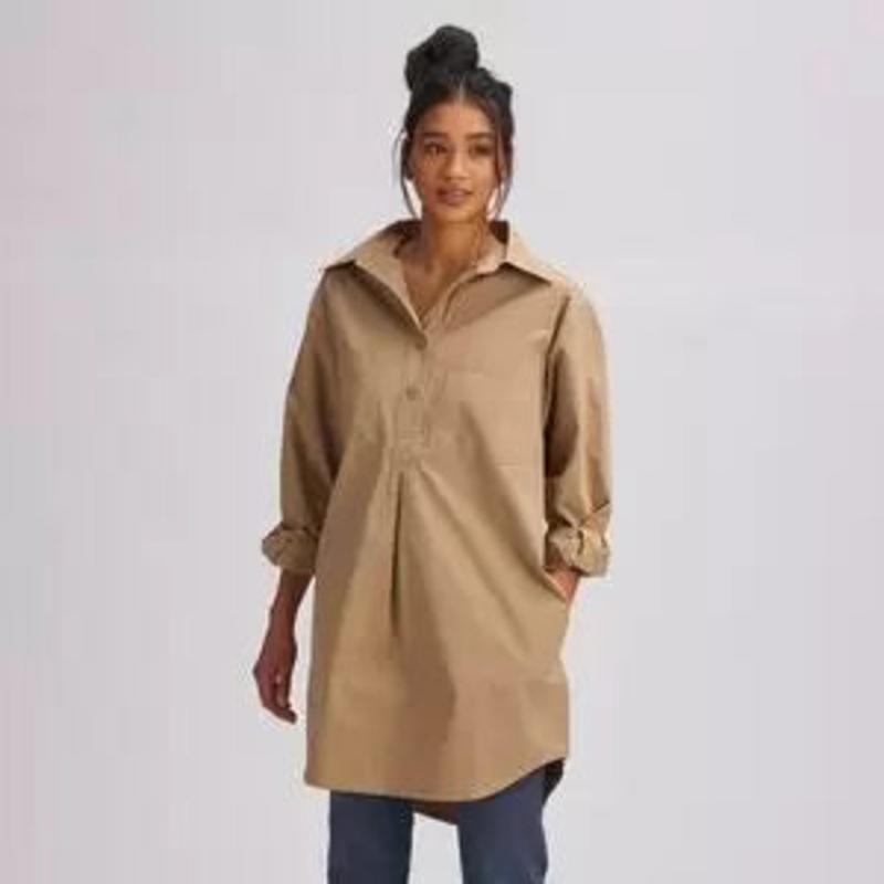 Basin and Range Cotton Poplin Solid Shirt Dress