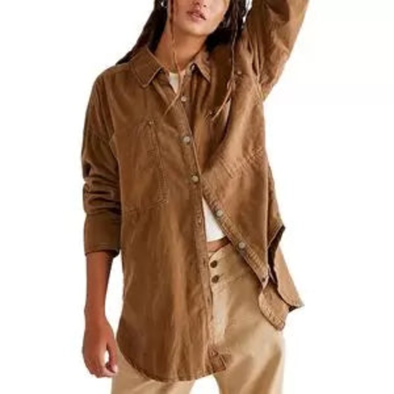 Free People Baby Cord Buttondown Top
