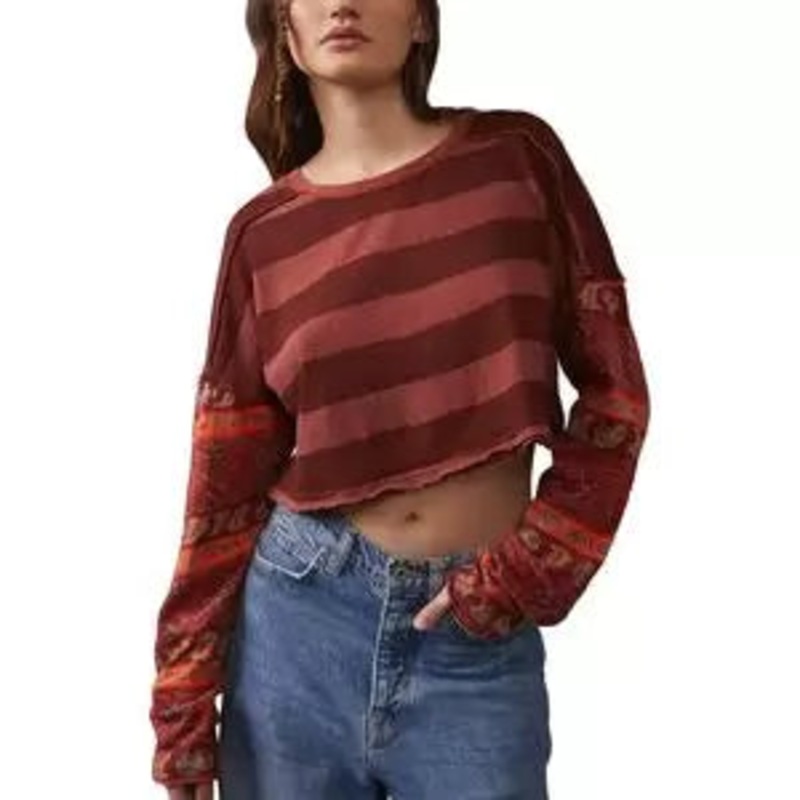 Free People Jamie Long-Sleeve Crop T-Shirt