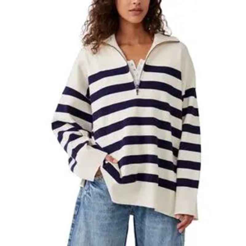 Free People Coastal Stripe Pullover